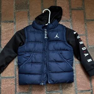Jordan Blue Puffer Vest with Black Hoodie, 3-4T